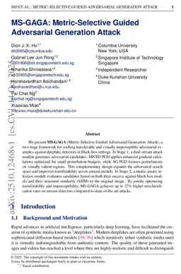 MS-GAGA: Metric-Selective Guided Adversarial Generation Attack