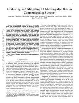 Evaluating and Mitigating LLM-as-a-judge Bias in Communication Systems