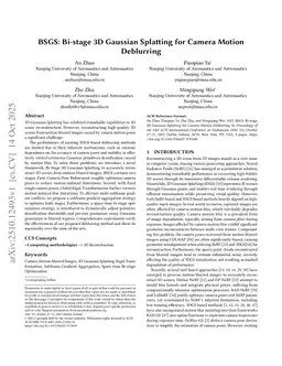 BSGS: Bi-stage 3D Gaussian Splatting for Camera Motion Deblurring