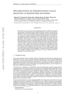The Robustness of Differentiable Causal Discovery in Misspecified Scenarios