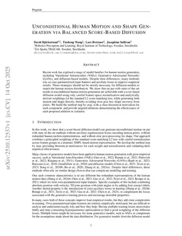 Unconditional Human Motion and Shape Generation via Balanced Score-Based Diffusion