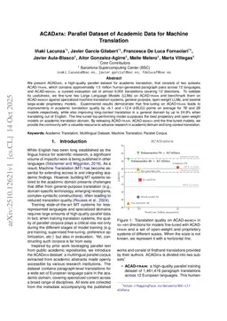 ACADATA: Parallel Dataset of Academic Data for Machine Translation