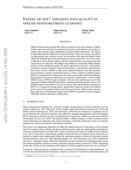 Expert or not? assessing data quality in offline reinforcement learning