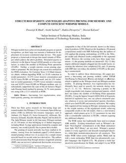 Structured Sparsity and Weight-adaptive Pruning for Memory and Compute efficient Whisper models