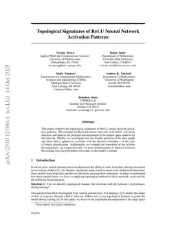 Topological Signatures of ReLU Neural Network Activation Patterns