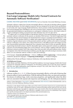 Beyond Postconditions: Can Large Language Models infer Formal Contracts for Automatic Software Verification?