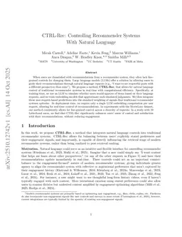 CTRL-Rec: Controlling Recommender Systems With Natural Language