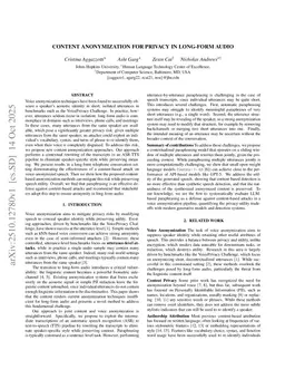 Content Anonymization for Privacy in Long-form Audio