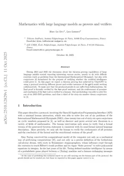 Mathematics with large language models as provers and verifiers