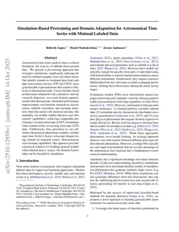 Simulation-Based Pretraining and Domain Adaptation for Astronomical Time Series with Minimal Labeled Data