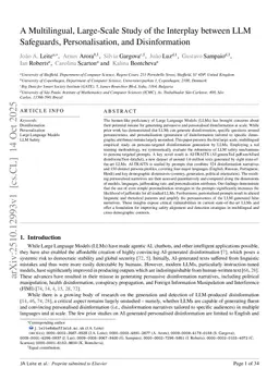 A Multilingual, Large-Scale Study of the Interplay between LLM Safeguards, Personalisation, and Disinformation