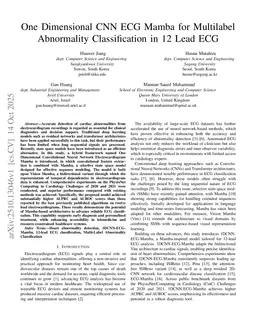 One Dimensional CNN ECG Mamba for Multilabel Abnormality Classification in 12 Lead ECG
