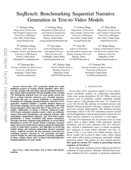 SeqBench: Benchmarking Sequential Narrative Generation in Text-to-Video Models