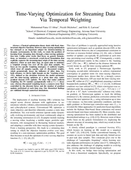 Time-Varying Optimization for Streaming Data Via Temporal Weighting