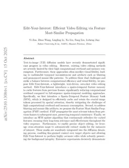 Edit-Your-Interest: Efficient Video Editing via Feature Most-Similar Propagation