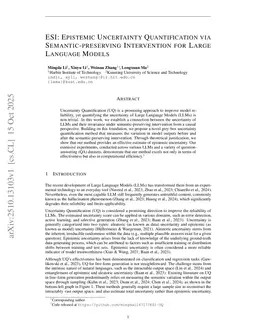 ESI: Epistemic Uncertainty Quantification via Semantic-preserving Intervention for Large Language Models