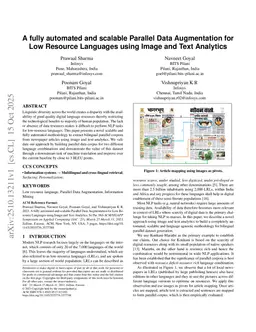 A fully automated and scalable Parallel Data Augmentation for Low Resource Languages using Image and Text Analytics