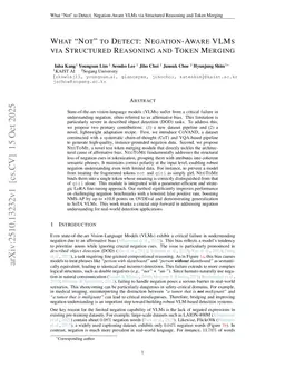 What "Not" to Detect: Negation-Aware VLMs via Structured Reasoning and Token Merging