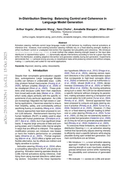 In-Distribution Steering: Balancing Control and Coherence in Language Model Generation