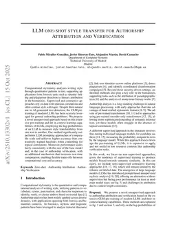 LLM one-shot style transfer for Authorship Attribution and Verification