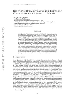 Group-Wise Optimization for Self-Extensible Codebooks in Vector Quantized Models