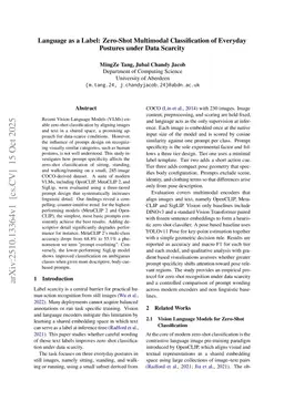 Language as a Label: Zero-Shot Multimodal Classification of Everyday Postures under Data Scarcity