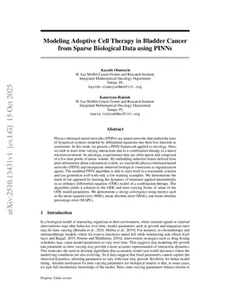 Modeling Adoptive Cell Therapy in Bladder Cancer from Sparse Biological Data using PINNs