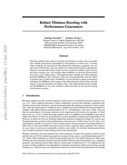 Robust Minimax Boosting with Performance Guarantees