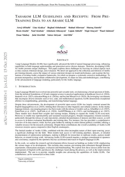 Tahakom LLM Guidelines and Recipes: From Pre-training Data to an Arabic LLM