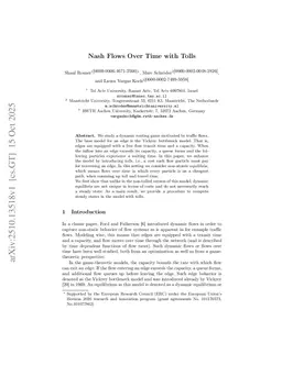 Nash Flows Over Time with Tolls
