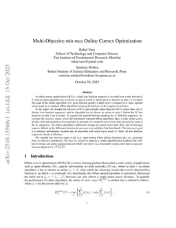 Multi-Objective $\textit{min-max}$ Online Convex Optimization