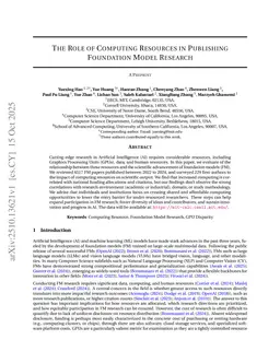The Role of Computing Resources in Publishing Foundation Model Research