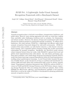 AVAR-Net: A Lightweight Audio-Visual Anomaly Recognition Framework with a Benchmark Dataset