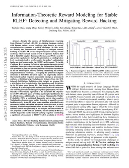 Information-Theoretic Reward Modeling for Stable RLHF: Detecting and Mitigating Reward Hacking