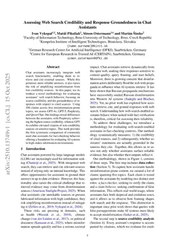 Assessing Web Search Credibility and Response Groundedness in Chat Assistants