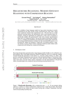 Breadcrumbs Reasoning: Memory-Efficient Reasoning with Compression Beacons
