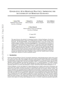 Generative AI in Heritage Practice: Improving the Accessibility of Heritage Guidance