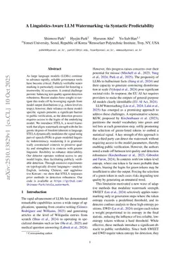 A Linguistics-Aware LLM Watermarking via Syntactic Predictability