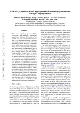 SIMBA UQ: Similarity-Based Aggregation for Uncertainty Quantification in Large Language Models