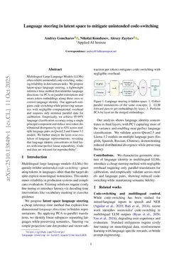 Language steering in latent space to mitigate unintended code-switching