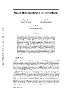 Serialized EHR make for good text representations