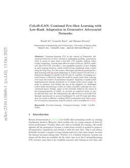 CoLoR-GAN: Continual Few-Shot Learning with Low-Rank Adaptation in Generative Adversarial Networks