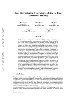 Joint Discriminative-Generative Modeling via Dual Adversarial Training