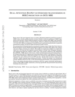Dual-attention ResNet outperforms transformers in HER2 prediction on DCE-MRI