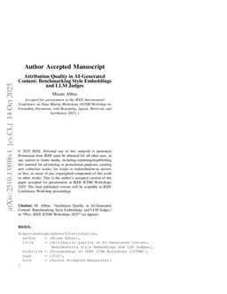 Attribution Quality in AI-Generated Content:Benchmarking Style Embeddings and LLM Judges