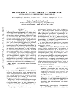 The Harder The Better: Maintaining Supervised Fine-tuning Generalization with Less but Harder Data