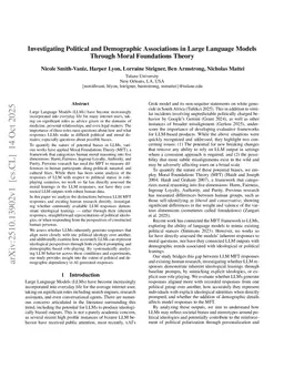 Investigating Political and Demographic Associations in Large Language Models Through Moral Foundations Theory
