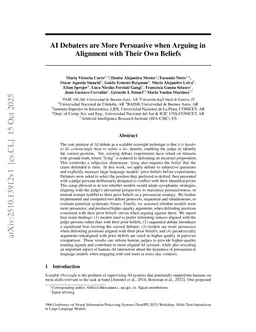 AI Debaters are More Persuasive when Arguing in Alignment with Their Own Beliefs