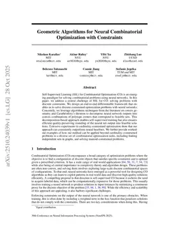 Geometric Algorithms for Neural Combinatorial Optimization with Constraints