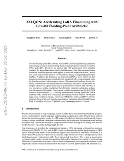 FALQON: Accelerating LoRA Fine-tuning with Low-Bit Floating-Point Arithmetic
